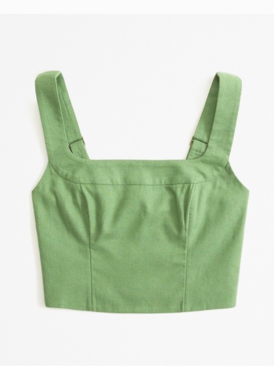 Abercrombie & Fitch Tops - Abercrombie & Fitch Linen Square Neck Crop Top Sage Green Cottagecore Small
